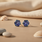 Load image into Gallery viewer, Mystic Topaz Gemstone Stud Earrings | Hexagon Earrings | Gift
