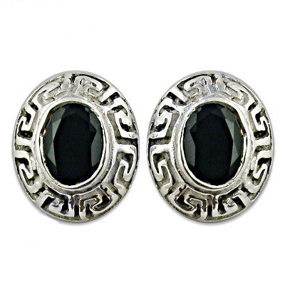 925 Silver Black Stone Stud Earrings | Women's Jewelry Gift