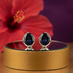 Load image into Gallery viewer, Silver Stud Earrings with Dark Gemstone | Women&#39;s Jewelry Gift
