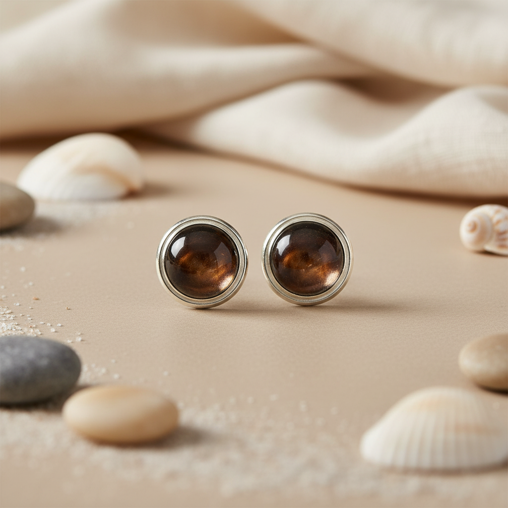 Tiger Eye Stud Earrings | Gemstone Jewelry for Women