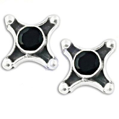 925 Silver Black Stone Stud Earrings for Women | Daily Wear