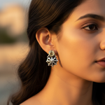 Load image into Gallery viewer, 925 Silver Citrine Stud Earrings | Floral Design for Women
