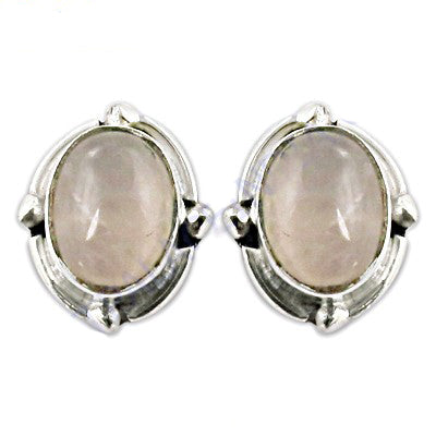925 Silver Rose Quartz Stud Earrings for Women | Gemstone Jewelry