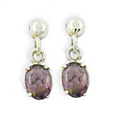 925 Silver Oval Amethyst Drop Earrings for Women | Gift