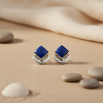 Load image into Gallery viewer, 925 Silver Lapis Lazuli Stud Earrings for Women | Daily Wear
