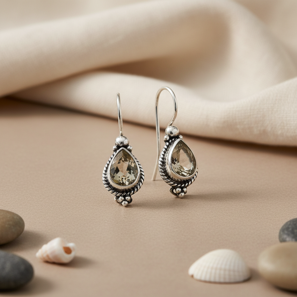 925 Silver Smoky Quartz Drop Earrings for Women | Gemstone Jewelry