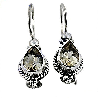 925 Silver Smoky Quartz Drop Earrings for Women | Gemstone Jewelry