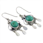 Load image into Gallery viewer, 925 Silver Green Stone Dangle Earrings for Women | Gift Jewelry
