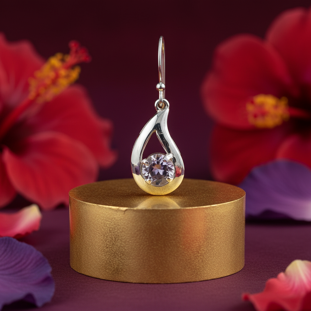 925 Silver Teardrop Earrings with Amethyst Gemstone | For Women