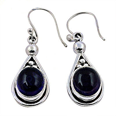 925 Silver Teardrop Earrings with Blue Gemstone | Women's Jewelry