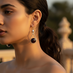 Load image into Gallery viewer, 925 Silver Black Gemstone Teardrop Earrings for Women
