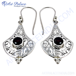 Load image into Gallery viewer, 925 sterling silver dangle earrings with a red garnet gemstone, perfect for women.
