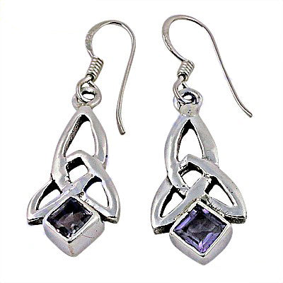 925 Sterling Silver Celtic Knot Amethyst Earrings for Women
