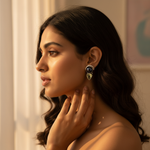 Load image into Gallery viewer, Silver Pearl &amp; Green Amethyst Earrings for Women
