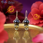 Load image into Gallery viewer, Silver Pearl &amp; Green Amethyst Earrings for Women
