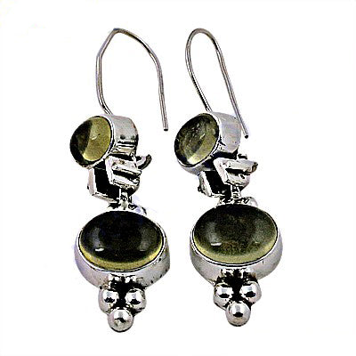 925 Sterling Silver Green Stone Drop Earrings for Women