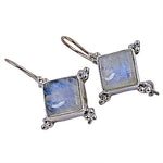 Load image into Gallery viewer, 925 Silver Moonstone Square Earrings for Women | Dangle Earrings
