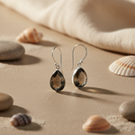 Load image into Gallery viewer, Smoky Quartz Teardrop Earrings in Sterling Silver for Women
