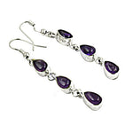 Load image into Gallery viewer, 925 Silver Amethyst Drop Earrings for Women | Gemstone Jewelry
