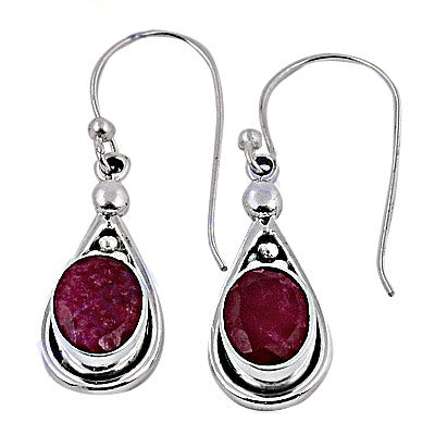 925 Silver Ruby Drop Earrings for Women | Gemstone Jewelry