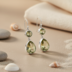Load image into Gallery viewer, Silver Green Amethyst Drop Earrings for Women | Dangle Jewelry
