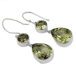 Load image into Gallery viewer, Silver Green Amethyst Drop Earrings for Women | Dangle Jewelry
