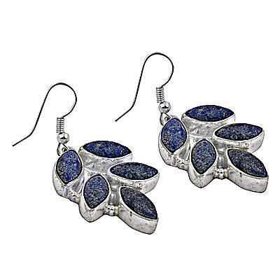 925 Silver Lapis Lazuli Leaf Earrings for Women | Gemstone Jewelry