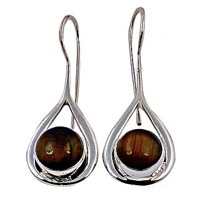 925 Silver Tiger Eye Teardrop Earrings for Women