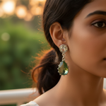 Load image into Gallery viewer, Green Amethyst Drop Earrings in Sterling Silver | Women's Jewelry
