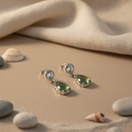 Load image into Gallery viewer, Green Amethyst Drop Earrings in Sterling Silver | Women's Jewelry
