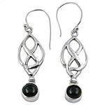 Load image into Gallery viewer, 925 Sterling Silver Celtic Knot Drop Earrings with Onyx Gemstones

