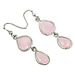 Load image into Gallery viewer, Silver Pink Gemstone Drop Earrings for Women | Gift
