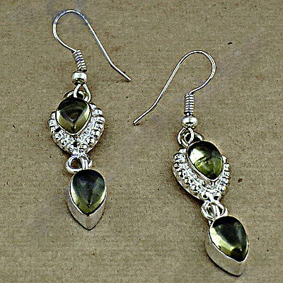 925 Silver Peridot Drop Earrings for Women | Gemstone Jewelry