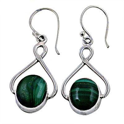 925 Silver Malachite Drop Earrings | Women's Gemstone Jewelry