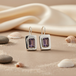 Load image into Gallery viewer, 925 Silver Amethyst Drop Earrings | Women's Daily Wear Jewelry
