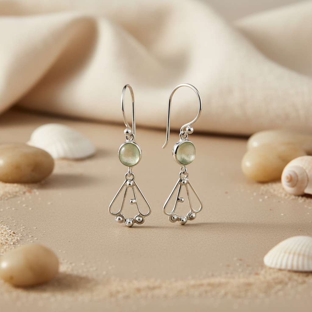 925 Silver Moonstone Drop Earrings for Women | Daily Wear Gift