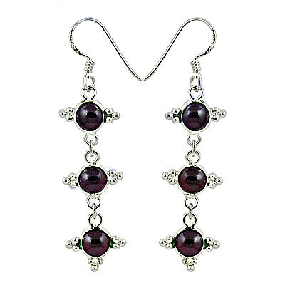 925 Silver Garnet Drop Earrings for Women | Gemstone Jewelry