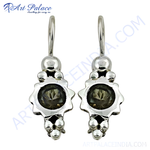 Load image into Gallery viewer, 925 sterling silver dangle earrings featuring smoky quartz gemstones
