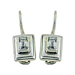 Load image into Gallery viewer, Silver Square Earrings with Gemstone | Elegant Women's Jewelry
