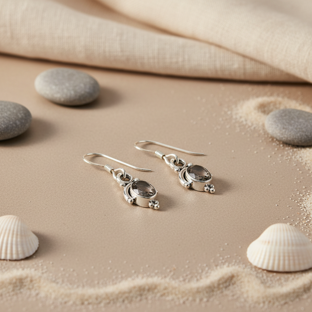 925 Silver Smoky Quartz Drop Earrings for Women | Dangle Earrings