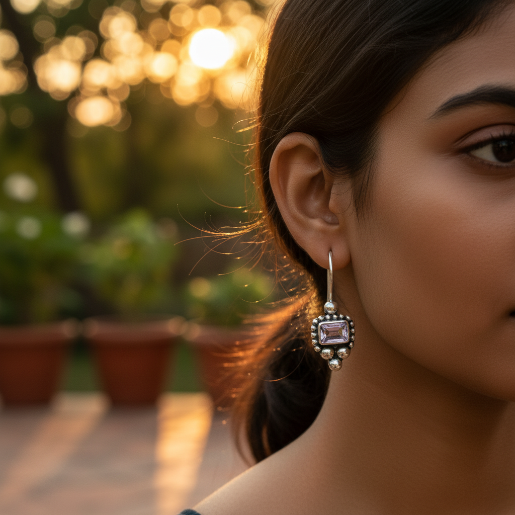 925 Silver Amethyst Earrings for Women | Dangle Earrings Gift
