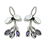 Load image into Gallery viewer, 925 Silver Amethyst Drop Earrings for Women | Leaf Design
