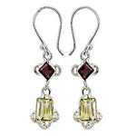 Load image into Gallery viewer, 925 Silver Garnet &amp; Citrine Dangle Earrings for Women
