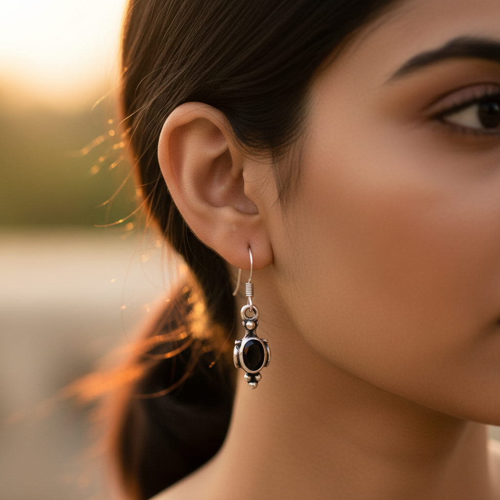 925 Silver Black Onyx Dangle Earrings for Women | Gift