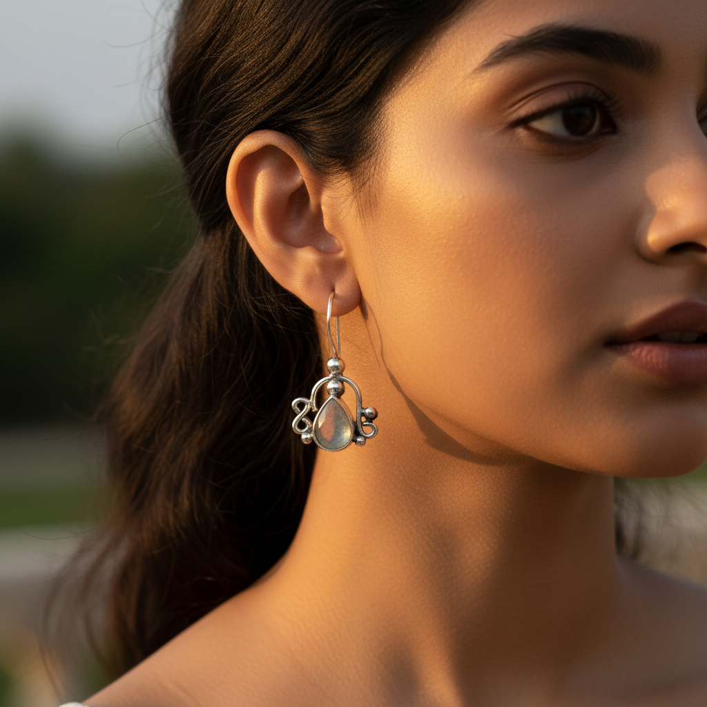 925 Silver Moonstone Teardrop Earrings for Women | Dainty Jewelry