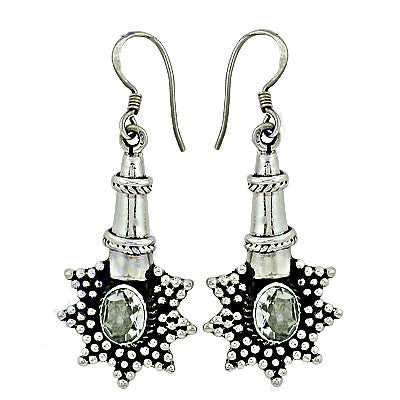 925 Silver Starburst Earrings with Gemstone | For Women