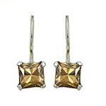 Load image into Gallery viewer, Silver Princess Cut Topaz Drop Earrings for Women | Gift
