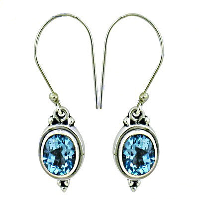 925 Silver Blue Topaz Earrings for Women | Gemstone Jewelry