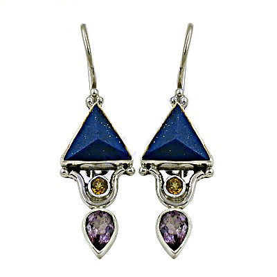 925 Silver Blue Gemstone Earrings for Women | Dangle Jewelry