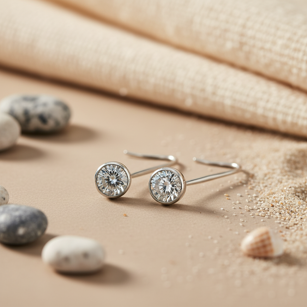 Silver Dangle Drop Earrings with Clear CZ | Women's Jewelry Gift